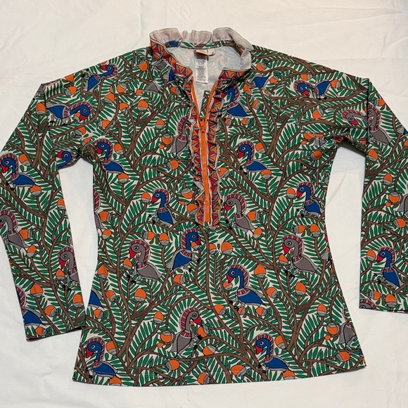 Tory Burch Multicolor Patterned Top Half Zip size L - Picture 2 of 8